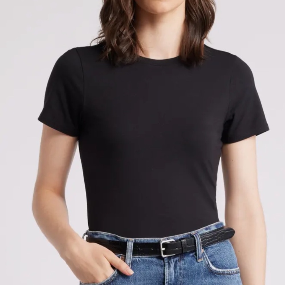 Nordstrom Pima Cotton Blend Crewneck T-Shirt Baby Tee Small